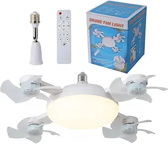 OEXLámpara de Techo con Ventilador Plegable | Iluminación Potente y Ventilación Refrescante