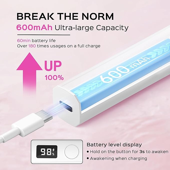 OEX Lámpara de Uñas LED/UV Portátil y Recargable | Curado Rápido y de Bolsillo