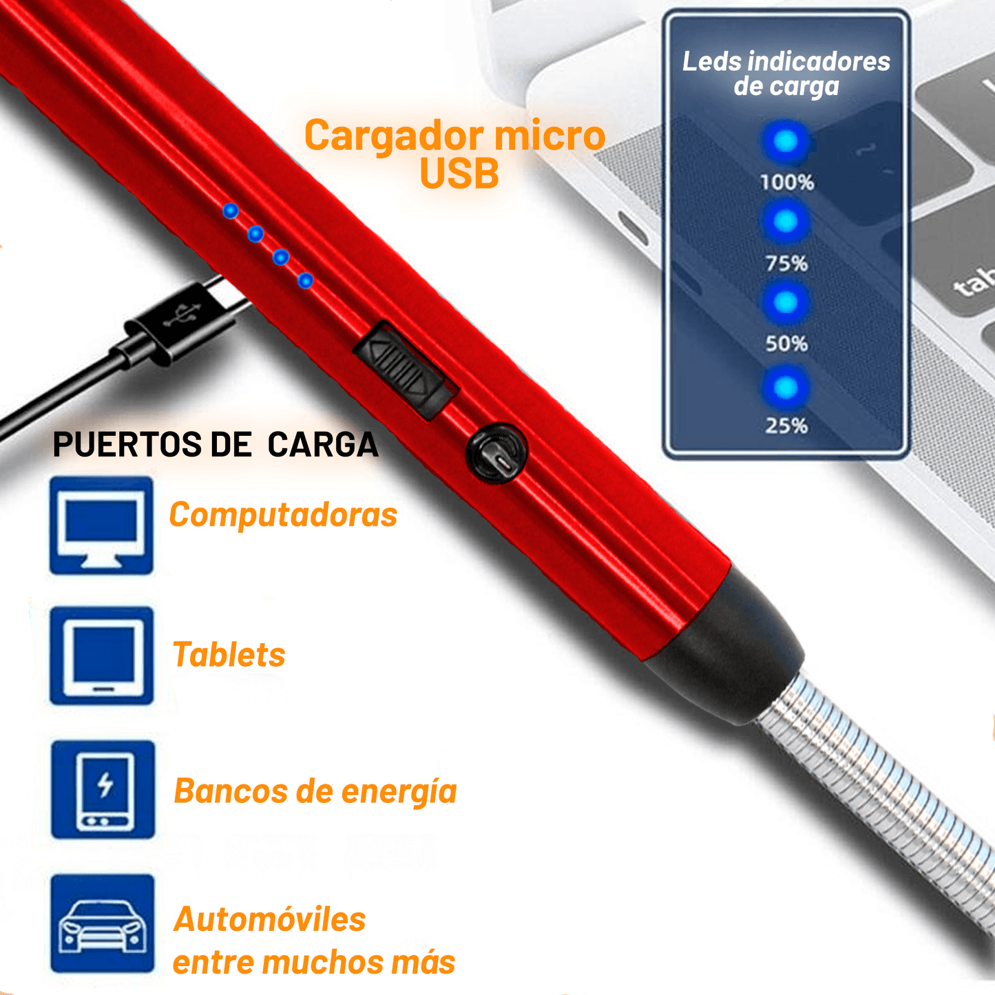 OEXEncendedor Eléctrico USB de Cuello Largo