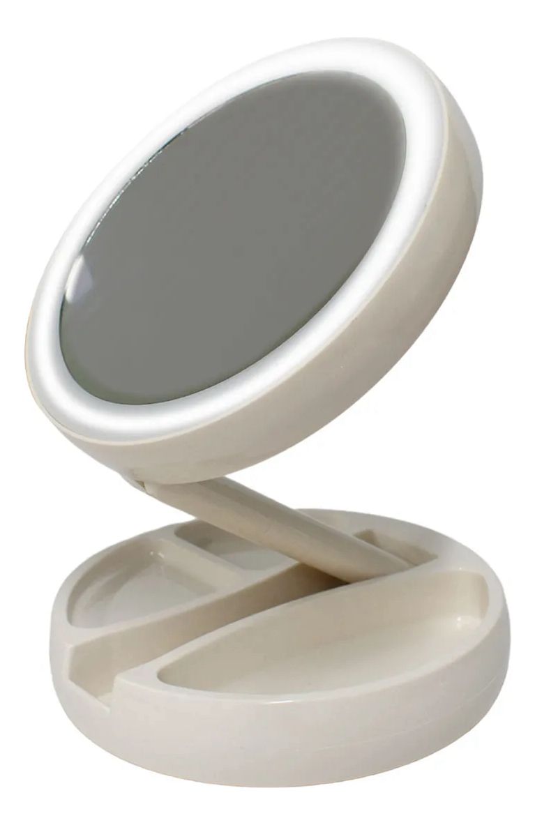 Espejo de Maquillaje LED Doble Cara Plegable con Aumento 10X | Luminosa Plegable