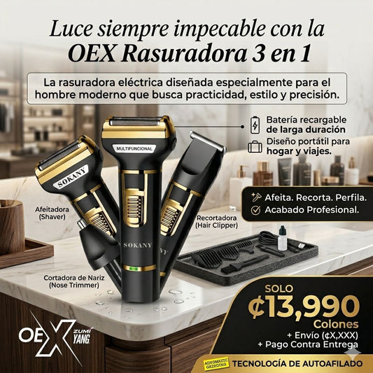 OEX Rasuradora Eléctrica 3 en 1 para Hombres