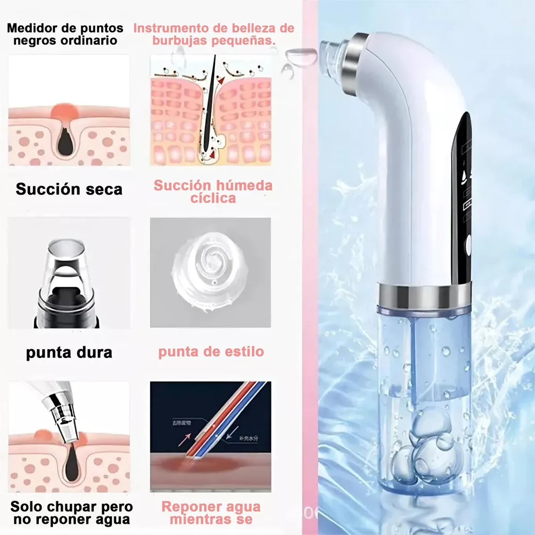 OEX Aqua - Extractor de succion puntos negros con agua