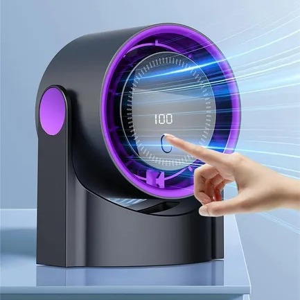 OEXVentilador de Escritorio Recargable 5000 mAh con Pantalla LED y 100 Velocidades