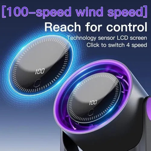 OEXVentilador de Escritorio Recargable 5000 mAh con Pantalla LED y 100 Velocidades